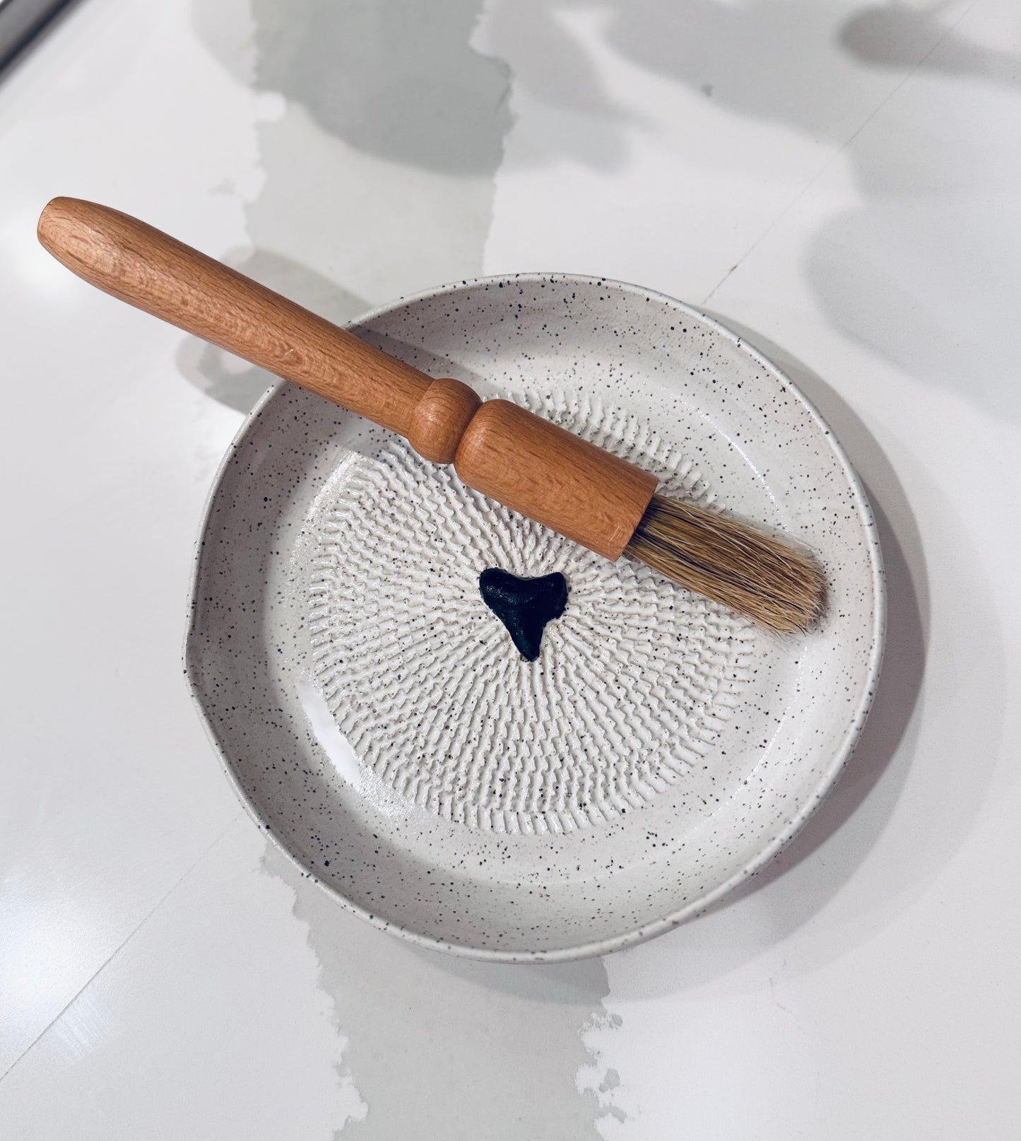 Folly Shark Tooth Garlic Grater, Hand built, 6"w, 1"h