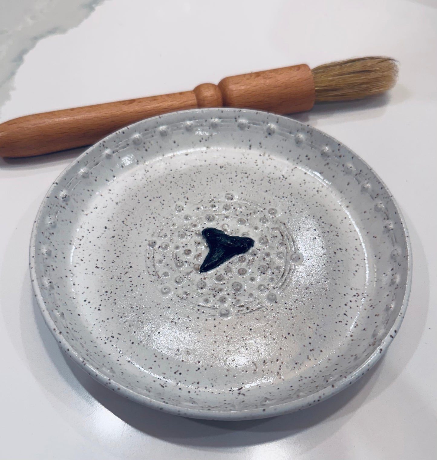 Folly Shark Tooth Garlic Grater, Hand built, 5.5"w, 1"h
