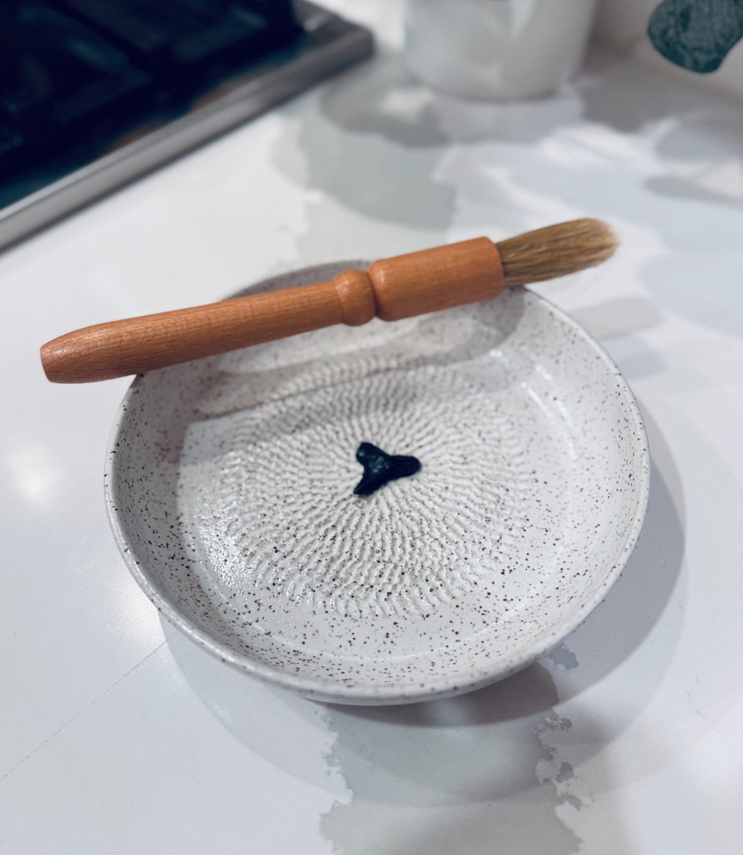 Folly Shark Tooth Garlic Grater, Hand built, 6"w, 1.5"h